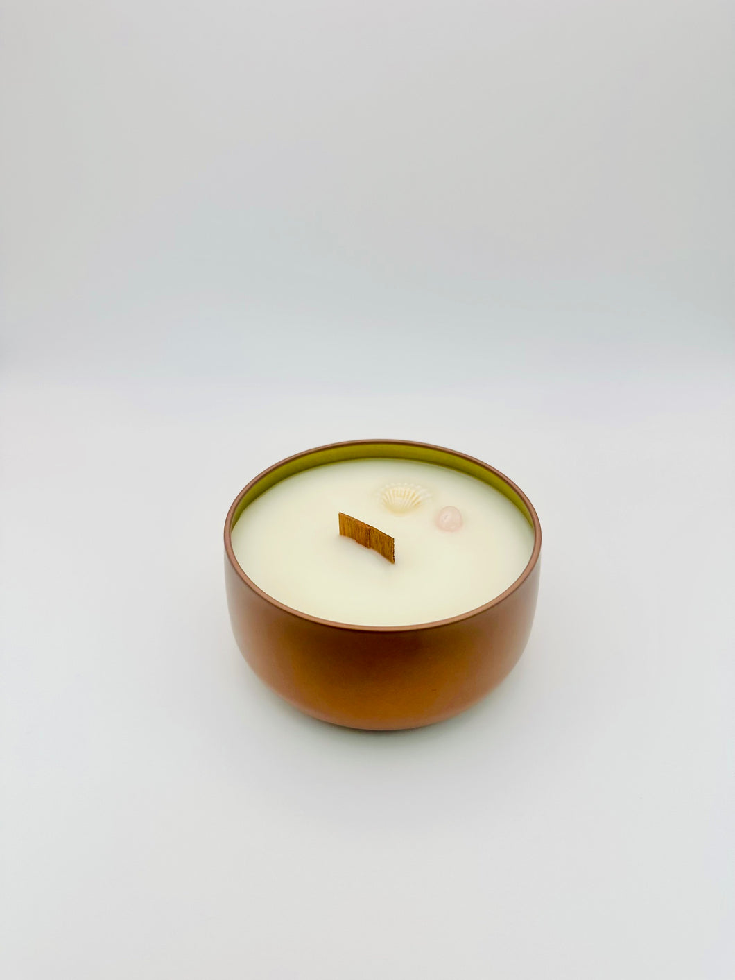8oz Ocean Rose Candle ~ Natural Coconut Wax + Essential Oils + Wooden Wick