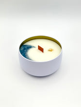 Load image into Gallery viewer, 8oz Shorebreak Candle ~ Natural Coconut Wax + Wooden Wick + Essential Oils ~ Hand Painted Wave
