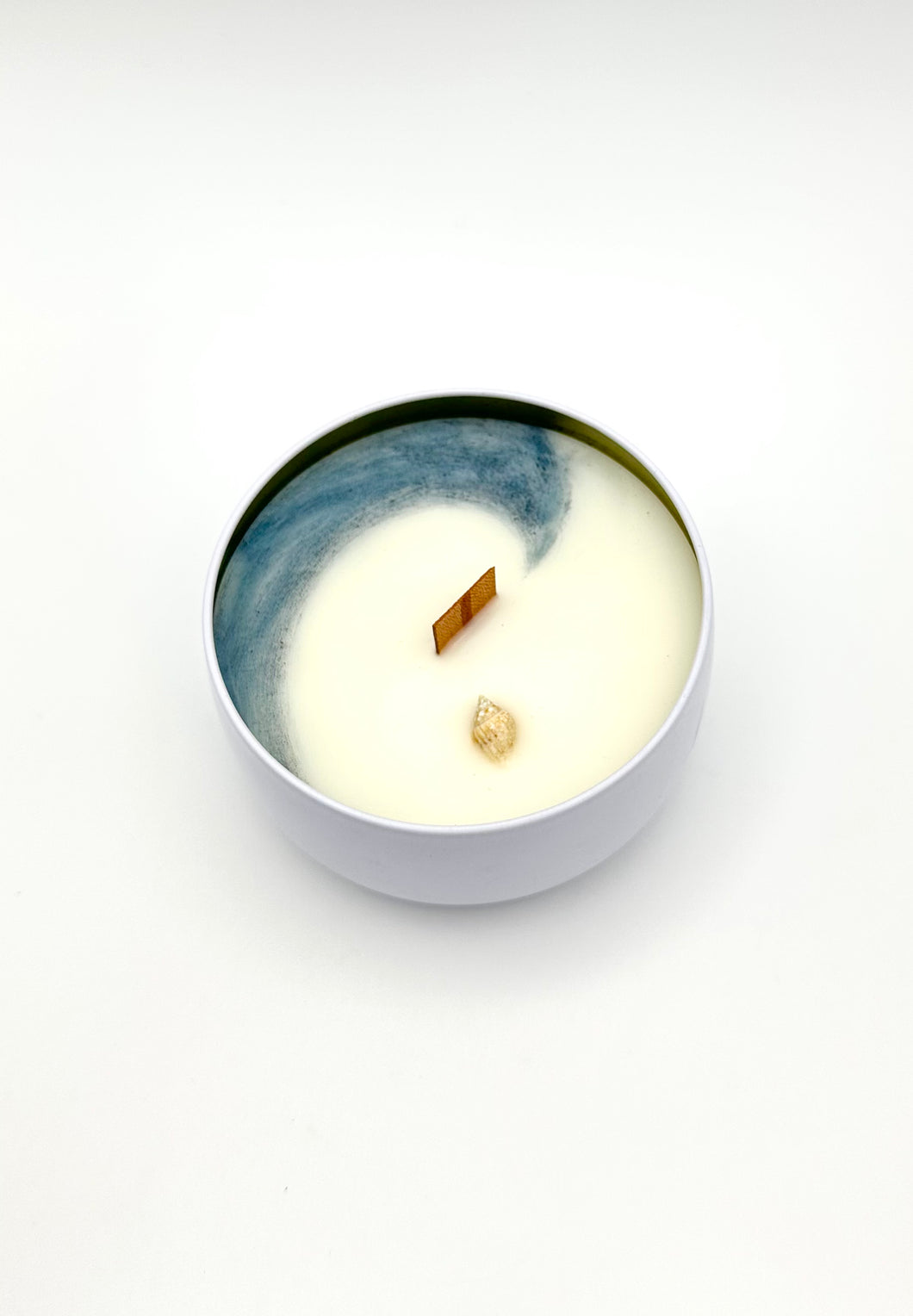 8oz Shorebreak Candle ~ Natural Coconut Wax + Wooden Wick + Essential Oils ~ Hand Painted Wave